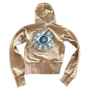 Spiritual gangster cream sweatshirt Evil eye rainbow